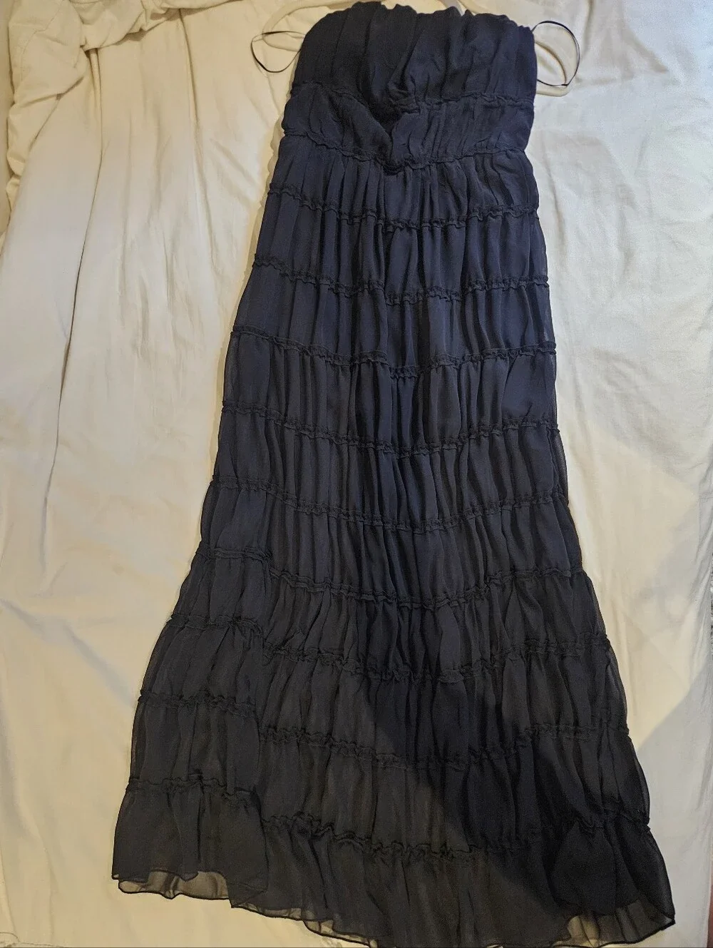 Abercrombie & Fitch Strapless Ruffle Maxi Dress